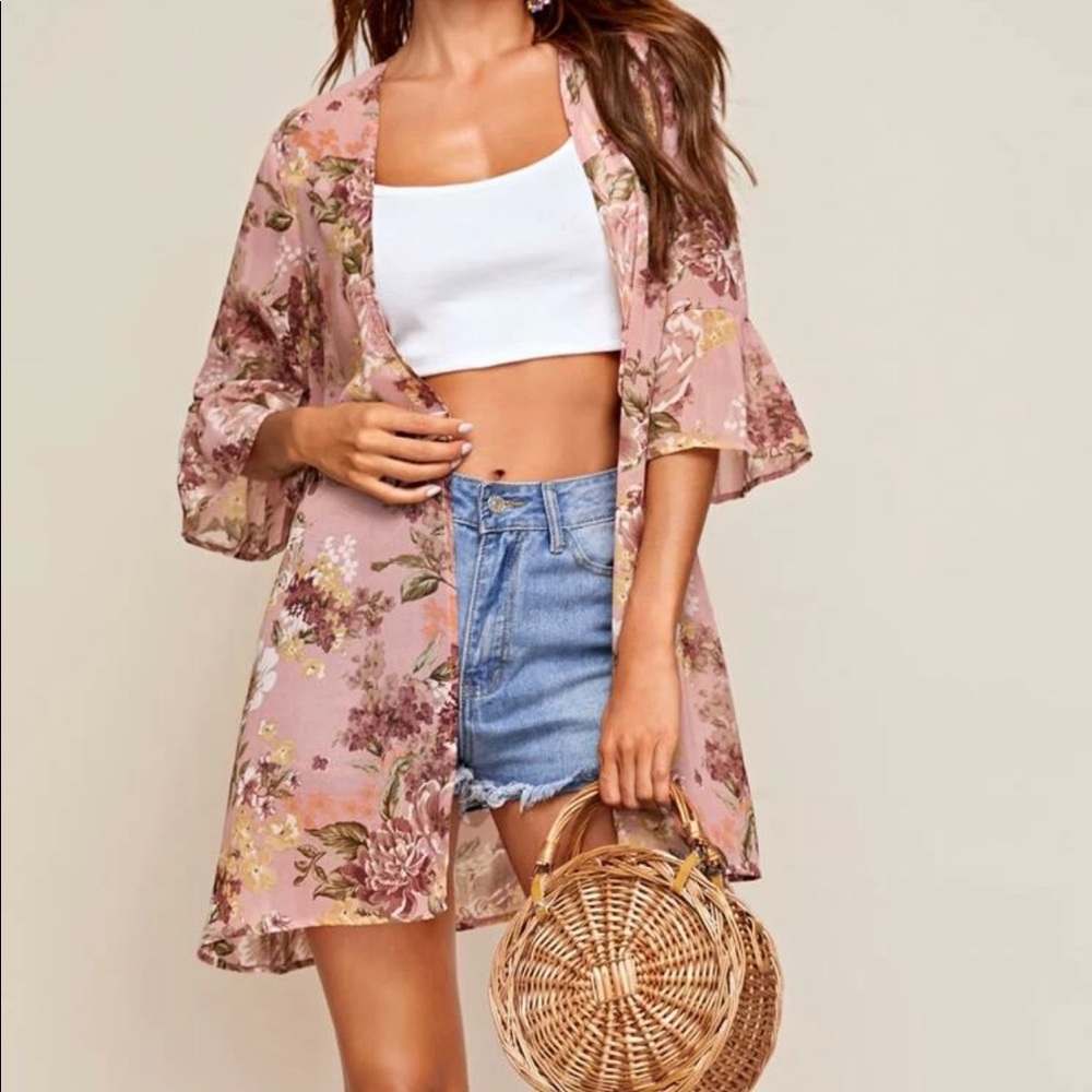 Floral dusty rose kimono